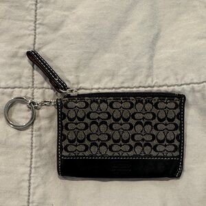 Vintage Coach Black and Gray Signature Logo Keychain Skinny Wallet
